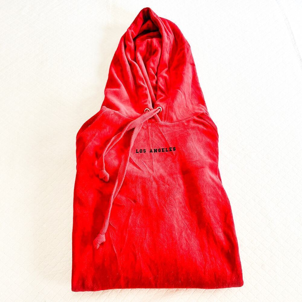 Juicy Couture Velour Red Los Angeles Long Sleeve Hoodie Vintage Y2K Size L